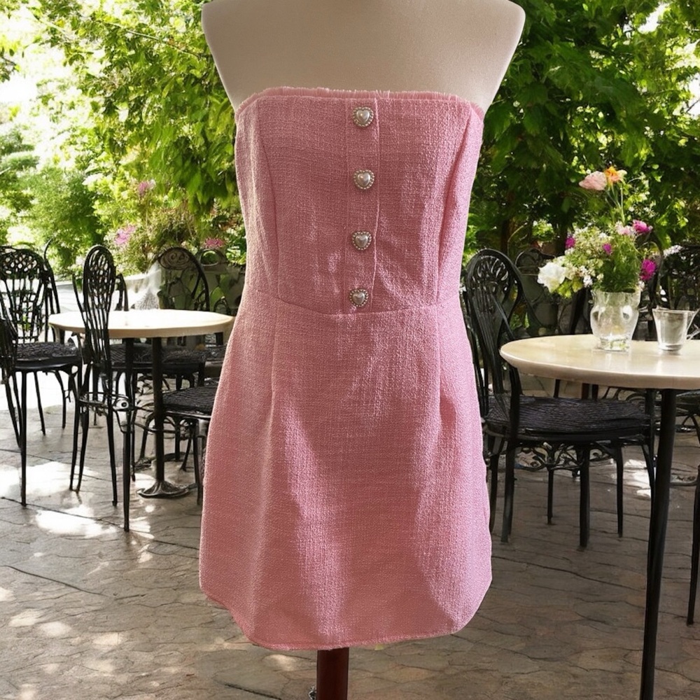 NEW WITH TAGS * Francesca's Pink Strapless Sundress Size Small